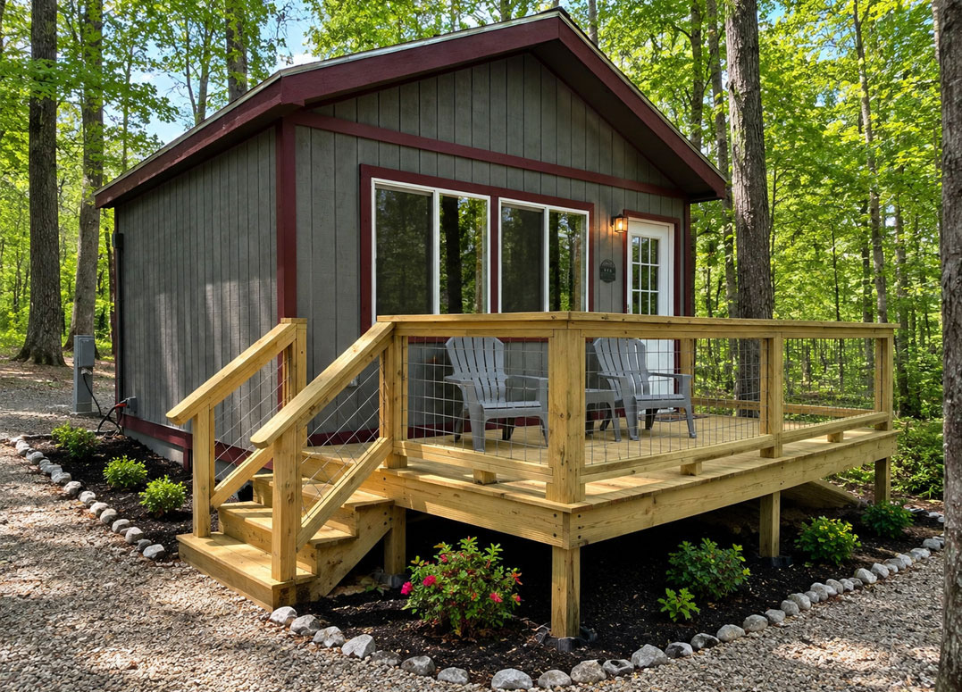 Cabin exterior at Greeter Falls Campground